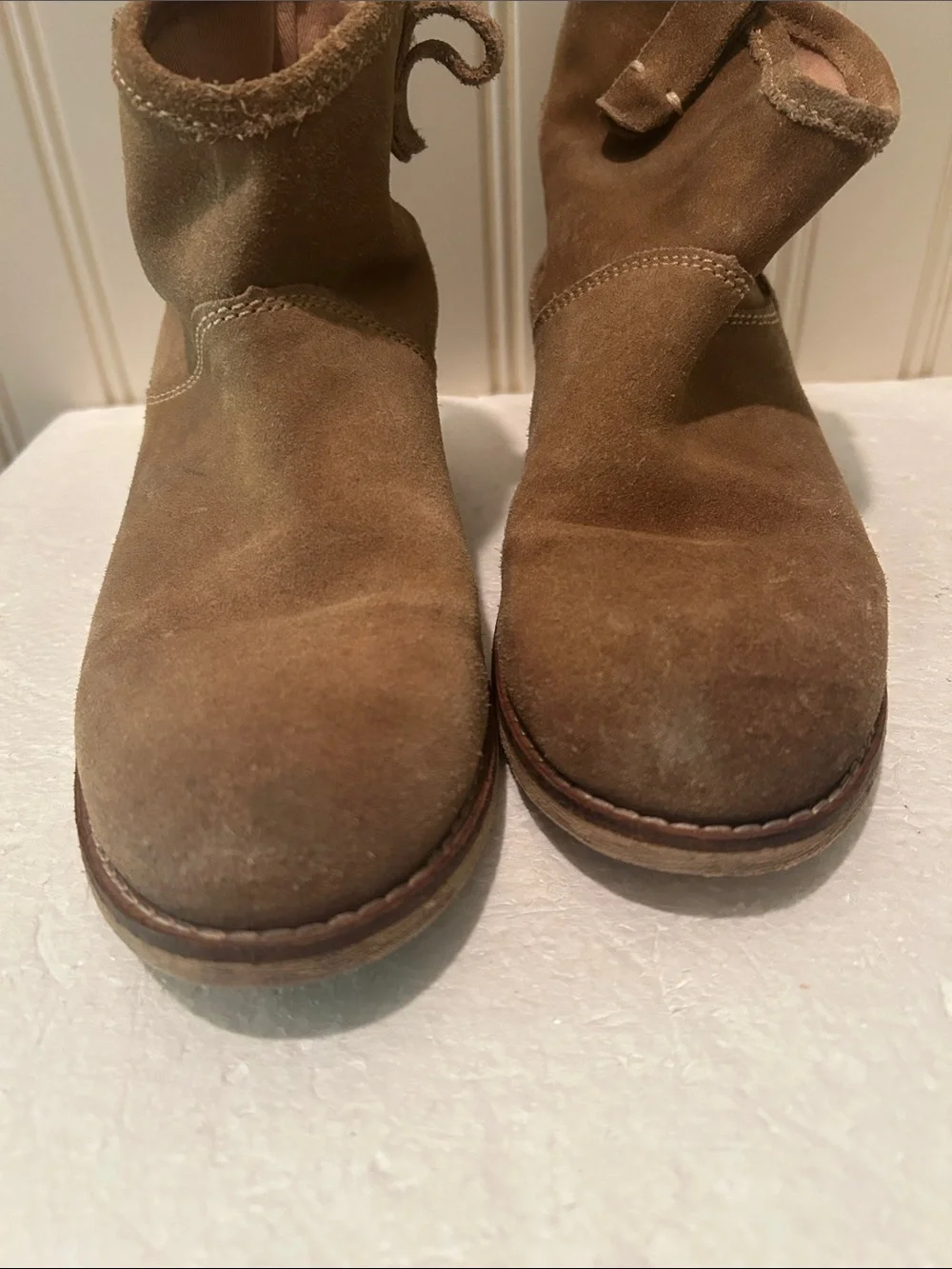 Zara Girls Suede Slip In Ankle Boots Booties w/ Tabs in Brown size 36(US size 6)